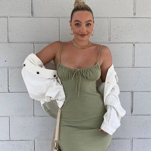 NWOT SLOW DANCING MINI DRESS SAGE - Princess Polly